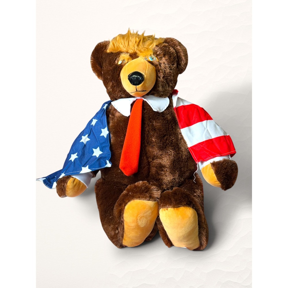 Trumpy Bear Plush‎ Stuffed Animal With American Flag Patriotic Americana Novelty